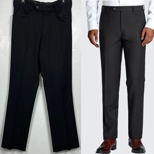 Prada Classic Virgin Wool Blend Slim Straight Black Trousers Size 38